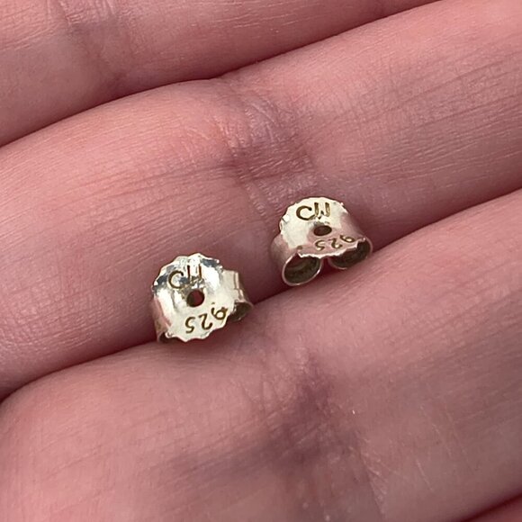 Vintage Sterling Silver Marcasite Fan Earrings - Picture 3 of 5